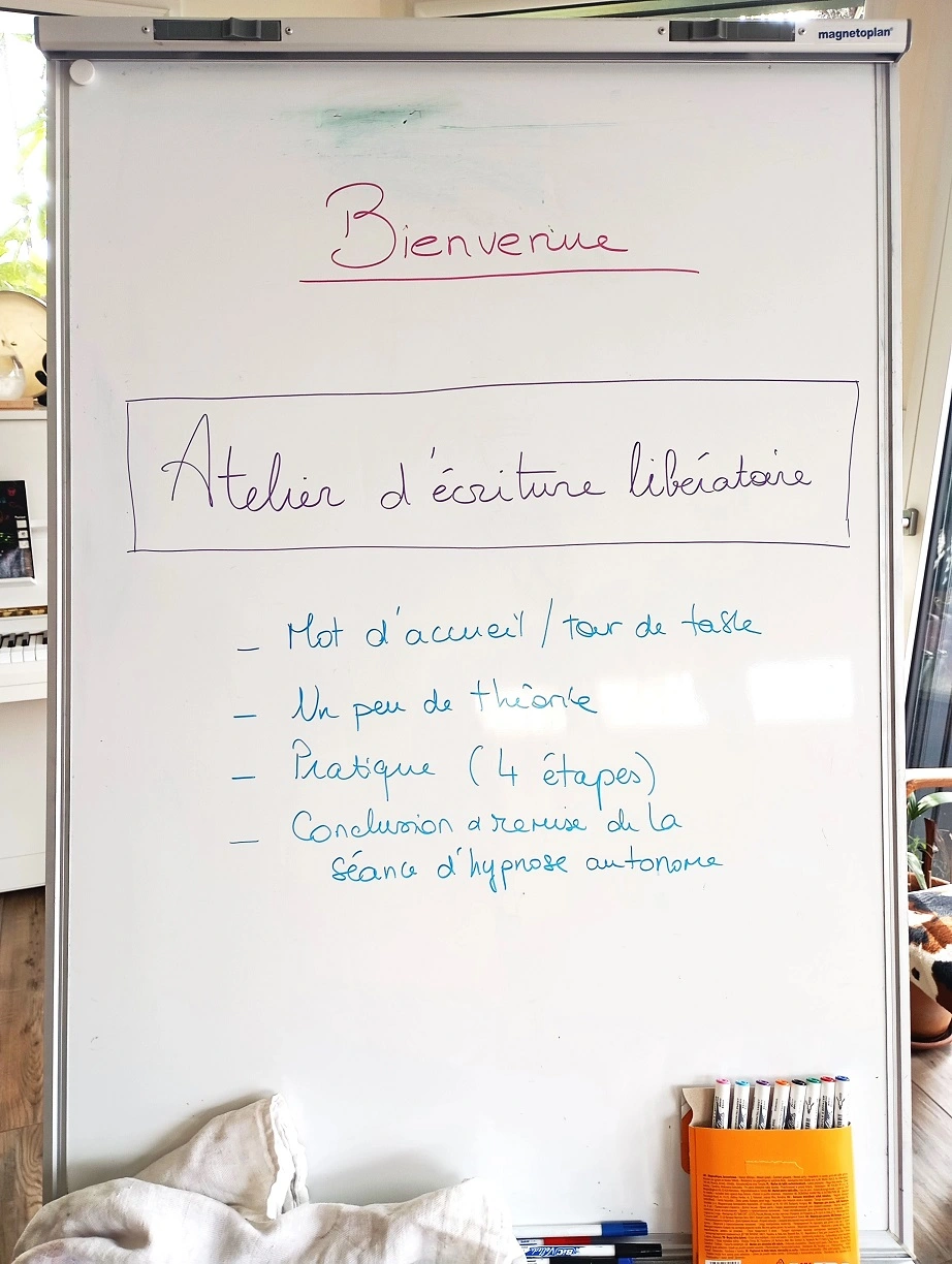 Programme au paperboard de l'atelier d'écriture libératoire